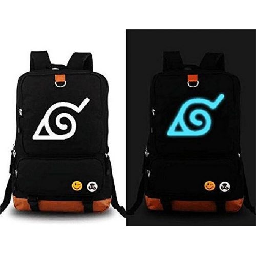  Gumstyle Anime Naruto Luminous Large Capacity School Bag Cosplay Backpack Black and Blue