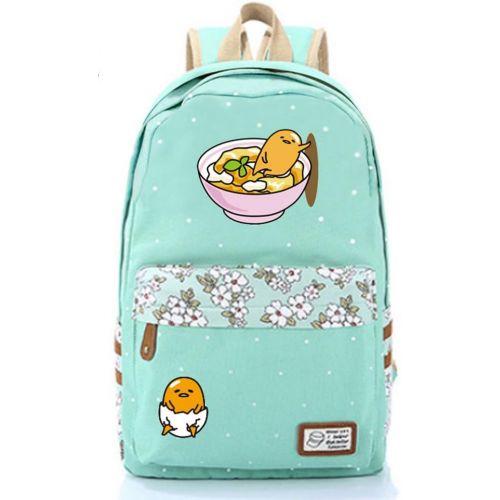  Gumstyle Gudetama Egg Calico Canvas Backpack Rucksack Schoolbag Shoulder Bag for Boys and Girls Green 4