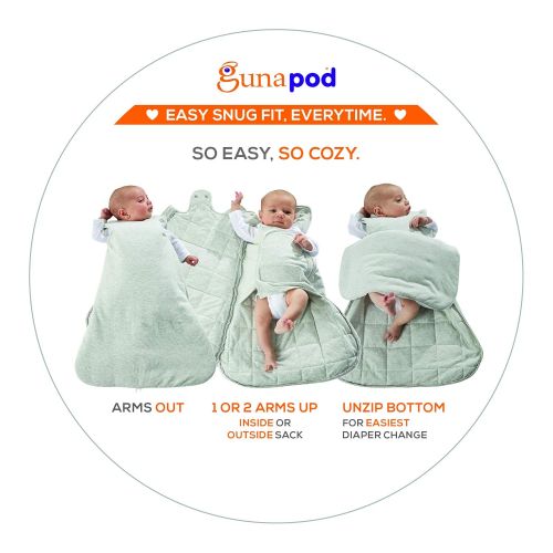  Gunamuna Gunapod Newborn Swaddle Sack 5-Way Swaddling Blanket Luxury Rayon Bamboo Sleeping Bag with WONDERZiP