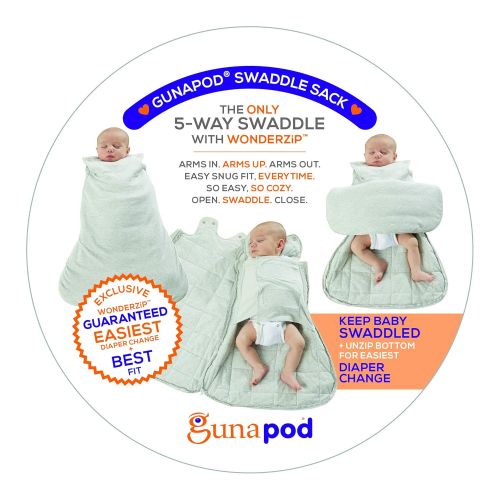  Gunamuna Gunapod Newborn Swaddle Sack 5-Way Swaddling Blanket Luxury Rayon Bamboo Sleeping Bag with WONDERZiP