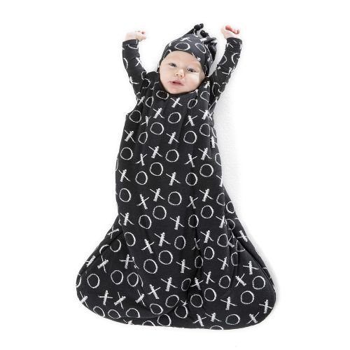  Gunamuna Gunapod Swaddle Sack 5-Way Adjustable Sleeping Bag, Black White XO, 0-3 Months