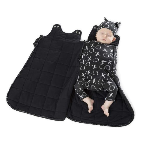  Gunamuna Gunapod Swaddle Sack 5-Way Adjustable Sleeping Bag, Black White XO, 0-3 Months