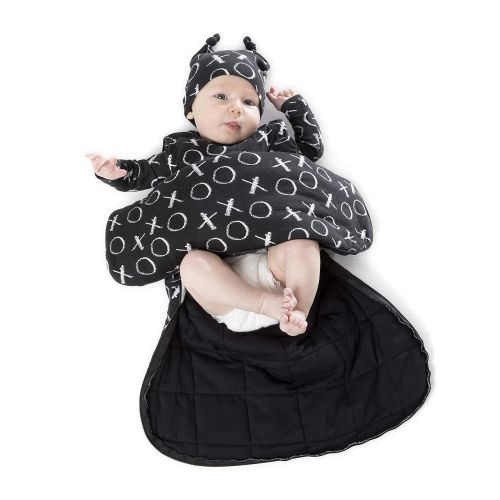  Gunamuna Gunapod Swaddle Sack 5-Way Adjustable Sleeping Bag, Black White XO, 0-3 Months