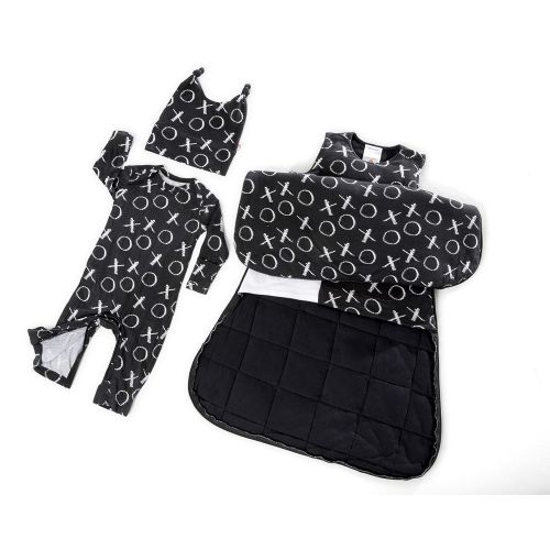  Gunamuna Gunapod Swaddle Sack 5-Way Adjustable Sleeping Bag, Black White XO, 0-3 Months