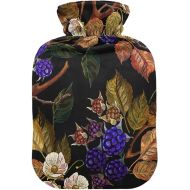 Warm Water Bottle with Soft Cover 2L fashy Shoulder ice Pack for Hot and Cold Compress, Hand Feet Autumn Flower