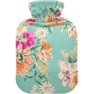 Hot Bottle Water Bag with Soft Cover 2L fashy ice Packs for Injuries, Hand & Feet Warmer Sketched Flower Print Bright Colors