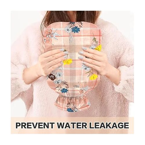  hot Water Velvet Transparent 1 Liter fashy ice Pack for Injuries, Hand & Feet Warmer Check Flowers