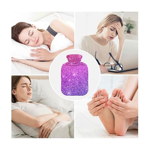  Large Water Bottle with Velvet Cover 2L fashy ice Pack for Hot and Cold Therapies Purple Pink