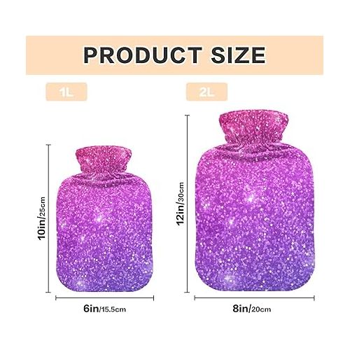  Large Water Bottle with Velvet Cover 2L fashy ice Pack for Hot and Cold Therapies Purple Pink