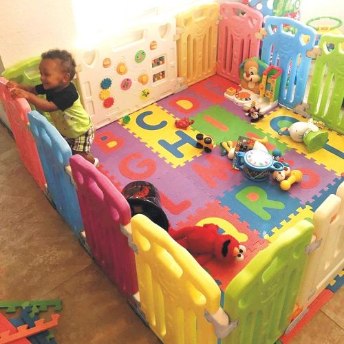  [아마존 핫딜]  [아마존핫딜]Gupamiga Baby Playpen Kids Activity Centre Safety Play Yard Home Indoor Outdoor New Pen (multicolour, Classic...