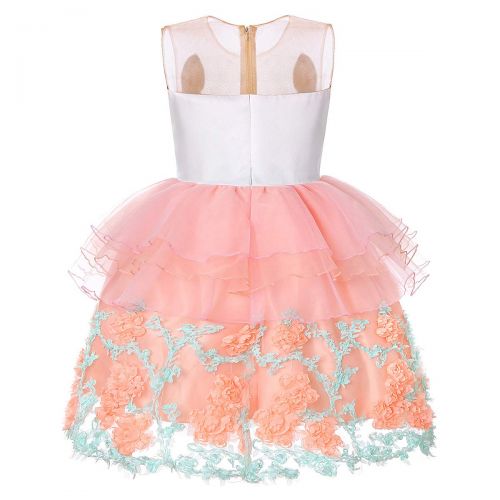  Gurcyter 2-9 Year Flower Girls Unicorn Costume Kids Pageant Princess Party Tutu Tulle Dresses