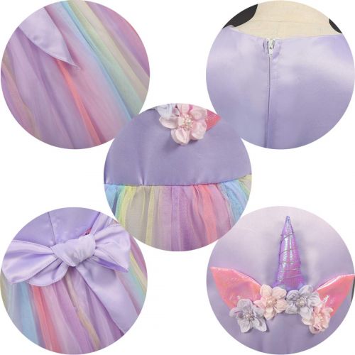  Gurcyter Flower Girls Unicorn Costume Kids Pageant Princess Party Tutu Tulle Dresses