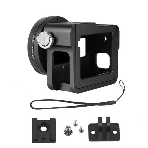  Gurmoir Aluminium Legierung Gehause fuer Gopro Hero 6 Black Action Kamera,Metall Seite offen Schutzhuelle Etui mit Objektivdeckel und UV-Filter