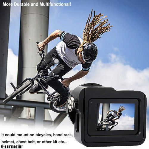  Gurmoir Back Door Case Aluminum Alloy Frame Housing for Gopro Hero 8 Black Action Camera, Wire Connectable Protective Metal Side Open Shell with 52mm UV Filter for Gopro Hero 8