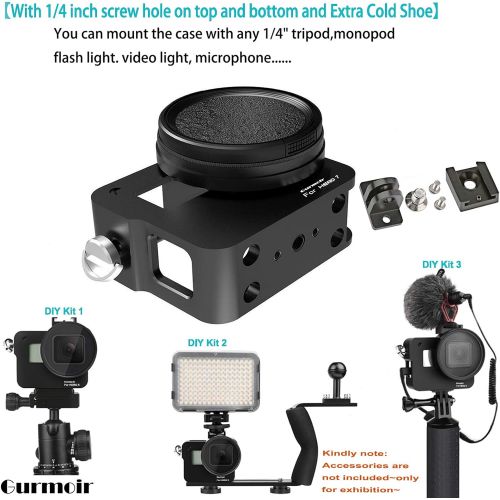  Gurmoir Case Aluminum Alloy Frame Housing for Gopro Hero 7 Black/Hero(2018) Action Camera, Protective Metal Side Open Shell with 52mm UV Filter and Back Door