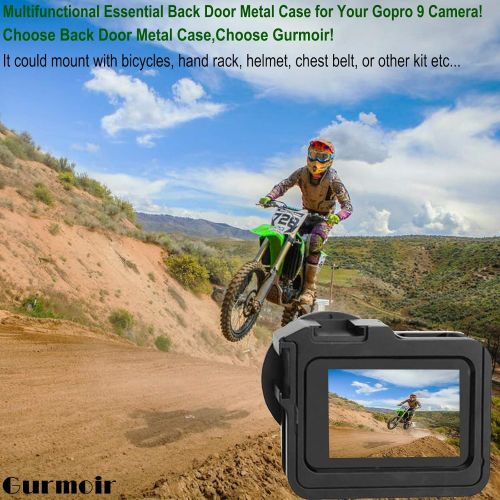  Gurmoir Metal Case for Gopro Hero 10/Hero 9 Black Action Camera,Aluminum Alloy Back Door Housing Frame.Side Open Wire Connectable Protective Metal Shell with 52mm UV Filter for Gop