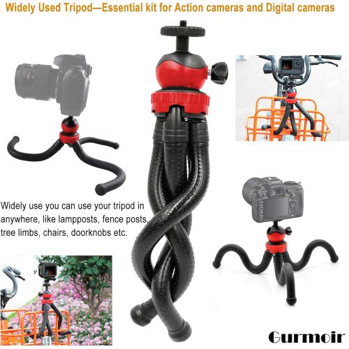  [아마존베스트]Gurmoir 3in1 Flexible Tripod Action Camera Stand for Gopro Hero 9 Black/8/7/6/5/AKASO/SJCAM/YI/DJI Osmo Action/DSLR Canon Nikon Sony Camera. 12-inch Flexible Tripod with Adapter an