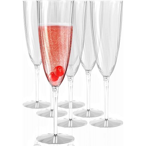  [아마존베스트]Guru Outdoor Plastic Champagne Flutes Disposable - Plastic Wine Glasses Set of 12 for Wedding - One Piece Champagne Flutes - 6 oz Plastic Champagne Glasses Disposable - Mimosa Glasses - BPA Fre