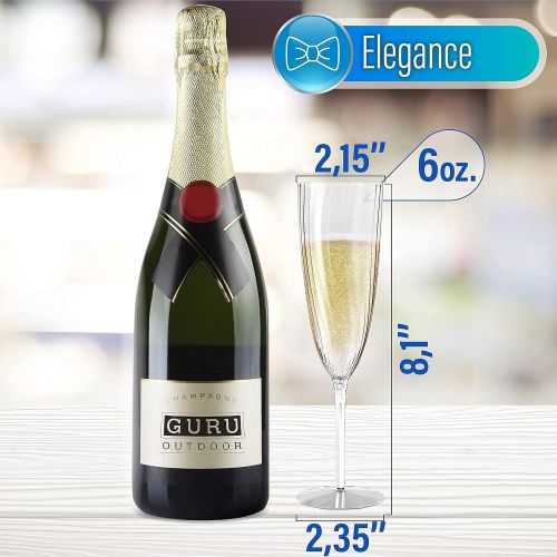  [아마존베스트]Guru Outdoor Plastic Champagne Flutes Disposable - Plastic Wine Glasses Set of 12 for Wedding - One Piece Champagne Flutes - 6 oz Plastic Champagne Glasses Disposable - Mimosa Glasses - BPA Fre