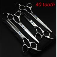 Gutdghyrsk 7.0 Inch Pet Scissors Dog Grooming Scissors Set Straight 2 Curved Thinning Shears Sharp Edge Animals Hair Cutting Tools Kit