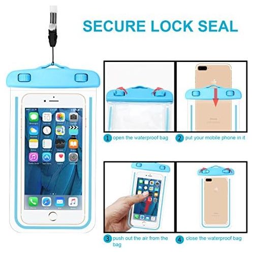  [아마존베스트]Guzack Pack Waterproof Phone Case Universal Cellphone Dry Bag Pouch for iPhone 11/11 Pro/XS/XR/SE 2020, Galaxy S20+ up to 6.9”, Durable Luminous Underwater Case Cover with Neck Strap for