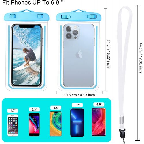  [아마존베스트]Guzack Pack Waterproof Phone Case Universal Cellphone Dry Bag Pouch for iPhone 11/11 Pro/XS/XR/SE 2020, Galaxy S20+ up to 6.9”, Durable Luminous Underwater Case Cover with Neck Strap for