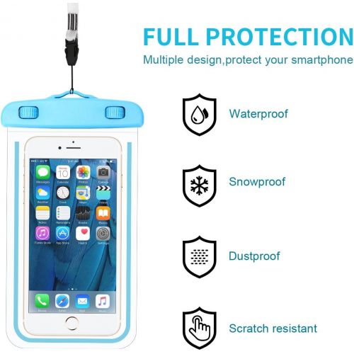  [아마존베스트]Guzack Pack Waterproof Phone Case Universal Cellphone Dry Bag Pouch for iPhone 11/11 Pro/XS/XR/SE 2020, Galaxy S20+ up to 6.9”, Durable Luminous Underwater Case Cover with Neck Strap for