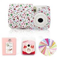 Gvirtue 4 in 1 compatible with Fujifilm Instax Mini 8 8+ 9 Instant Film Camera Accessories Bundles (Instax Mini 8 8+ 9 Case/Album/Close-up Selfie Lens/Film Stickers) Floral