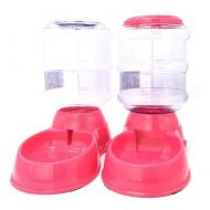 Gvuu Automatic Pet Feeder, Food Dispenser Pet Feeder Water Dispenser Set Bowl for Dogs and Cats, Pets, Animals (Auto Pet Water Dispenser and Food Feeder),Pink