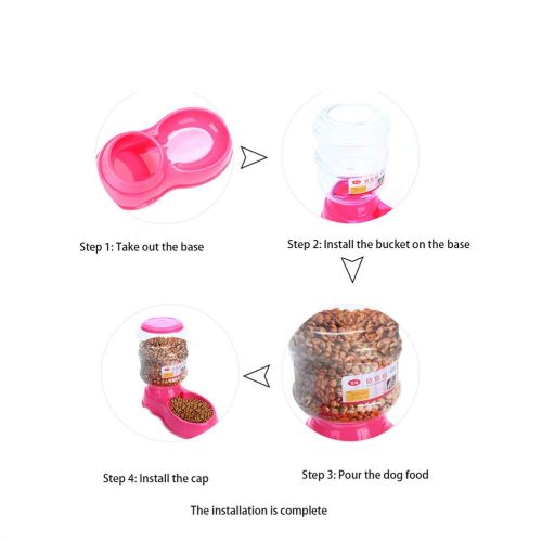  Gvuu Automatic Pet Feeder, Food Dispenser Pet Feeder Water Dispenser Set Bowl for Dogs and Cats, Pets, Animals (Auto Pet Water Dispenser and Food Feeder),Pink