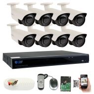 Gw GW Security 8CH Plug & Play 5MP DVR 1920p CCTV Security System, (4) Bullet & (4) Dome 5-Megapixel (2592TVL) Weatherproof 2.8~12mm Varifocal Home Surveillance Camera System 2TB HDD,