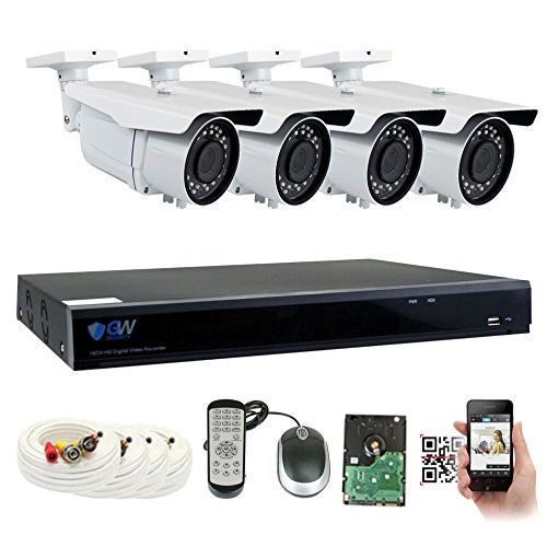  Gw GW 2MP HD 1080P CCTV Security DVR System | (4) x 2MP Indoor 3.3-6mm Varifocal Lens Bullet Security Cameras, 4-Channel Plug and Play 2-In-1 DVR