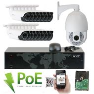 Gw GW Security 8 Channel HD 1920p Security System with 4TB HDD, 7 HD 5MP 1920p 2.8-12mm Varifocal Outdoor Indoor PoE IP Cameras, and 1 20X Zoom 4MP 1520p IP PTZ Camera