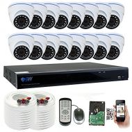 Gw GW 16 Channel 5 Megapixel Video Day Night Security Surveillance System, 16 Weatherproof HD 5MP (2.5X 1080P) Dome Cameras, Motion Detection/Smart Search/Email Alert