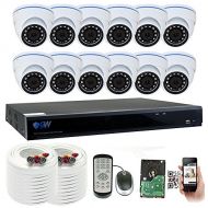 Gw GW 16 Channel 5 Megapixel Video Day Night Security Surveillance System, 12 Weatherproof HD 5MP (2.5X 1080P) Dome Cameras, Motion DetectionSmart SearchEmail Alert