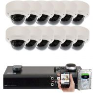 Gw GW Security High Definition 16 Channel 4K 8MP NVR with (12) x HD-IP 5.0 MP 2.8~12mm Lens Microphone Network PoE Security Camera System 4TB HD