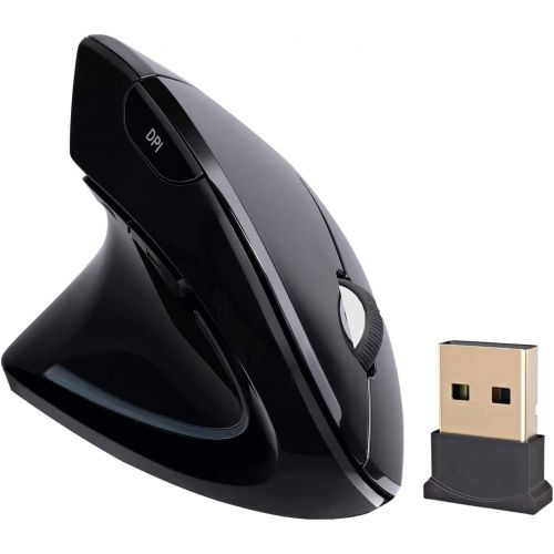  [아마존베스트]ASOI Rechargeable Left Handed Cordless Mouse, Lefty Ergonomic Wireless Mouse - 2.4G Left Hand Vertical Mice with USB Nano Receiver, 6 Buttons, Adjustable DPI 1000/1200 /1600, Less Noise