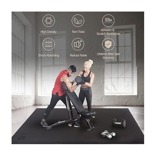  Gxmmat Large Exercise Mat 6'x8'x7mm, Thick Workout Mats for Home Gym Flooring, Extra Wide Non-Slip Durable Cardio Mat, High Density, Shoe Friendly, Perfect for Plyo, MMA, Jump Rope, Stretch, Fitness