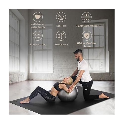  GXMMAT Extra Large Yoga Mat 12'x6'x7mm, Thick Workout Mats for Home Gym Flooring, Non-Slip Quick Resilient Barefoot Exercise Mat for Pilates, Stretching, Non-Toxic, Extra Wide and Ultra Comfortable
