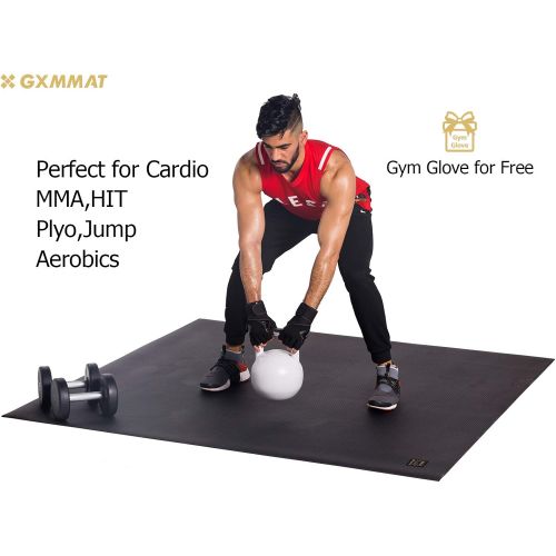  Gxmmat Large Exercise Mat 72x60(6x5) x 7mm Ultra Durable, Non-Slip, Premium Workout Mats for Home Gym Flooring - Plyo, MMA, Jump, Cardio Mat