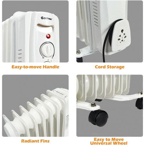  GXP 1500W Portable Electric Oil Filled Radiator Heater 7-Fin Safety Shut-Off Quiet