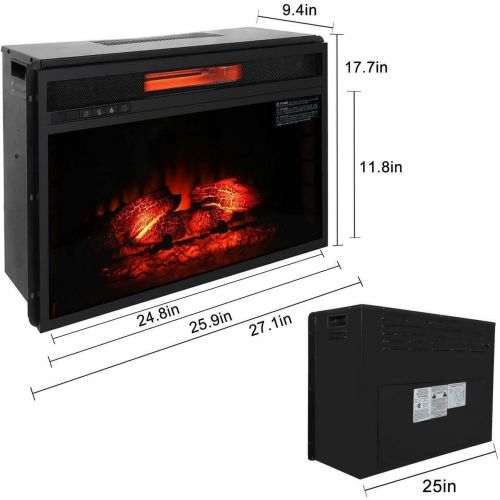  GXP 1400W Wall Mount 26 Electric Fireplace Heat Log 4 Flame with Remote