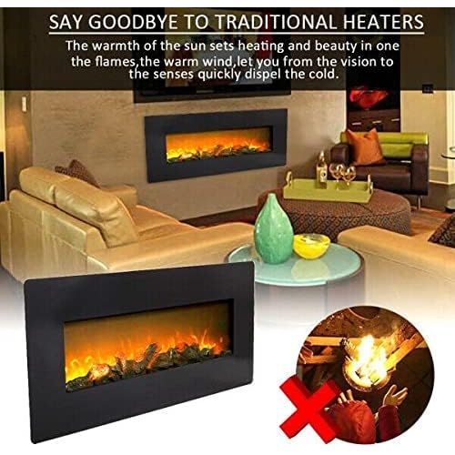  GXP 42 Inch Electric Fireplace Wall Hanging Remote Heater Adjustable Flame 1400W