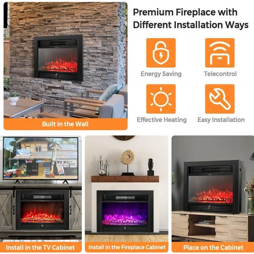 Gxp 28.5 Fireplace Electric Embedded Insert Heater Glass Log Flame Remote
