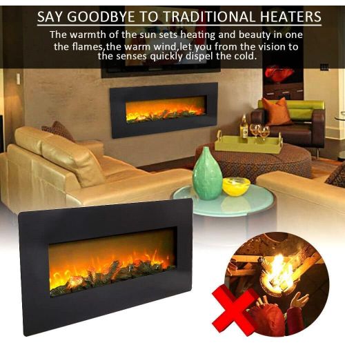  GXP 42 Inch 1400W Wall Hanging Fireplace Fake Wood Heating Wire with Remote Control