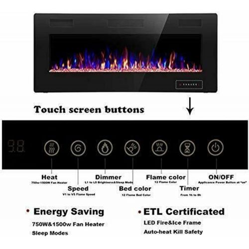  GXP 42 inch Recessed and Wall Mounted Fireplace,Low Noise, Fit for 2 x 6 and 2 x