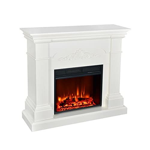  GXP Large Mantel Electric Fireplace 1500W Heater Stand w/Remote White