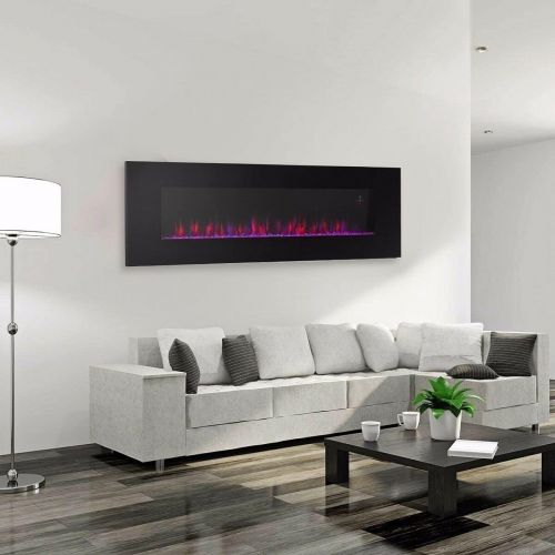  GXP Contemporary Electric Fireplace Black 50 Wall/Recess Mount Heater Multi Flame