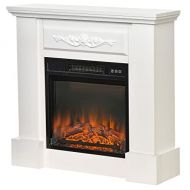 GXP Electric Fireplace Heater with Wood Mantel, Freestanding Heater Firebox White