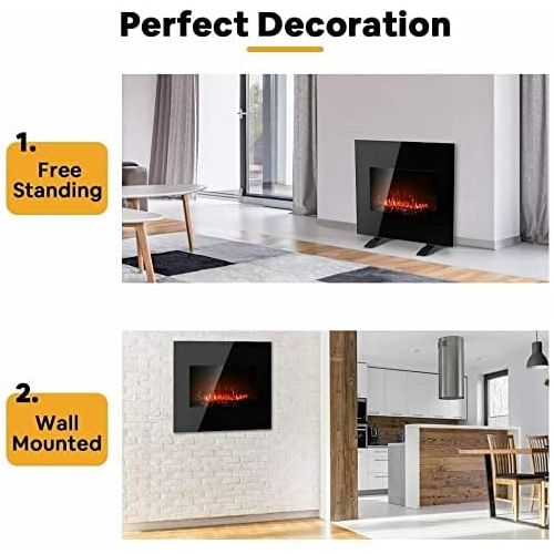  GXP 26 Electric Fireplace Wall Mounted Heater Multi-Color Flame 1500W Remote Control